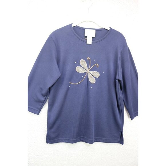 Quaker Factory 3/4 Sleeve Tunic Top-Small-Beaded Dragonfly - Picture 1 of 11